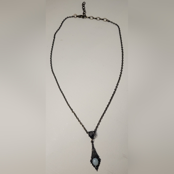 Filigree Necklace With Light Blue Stone - Picture 1 of 2